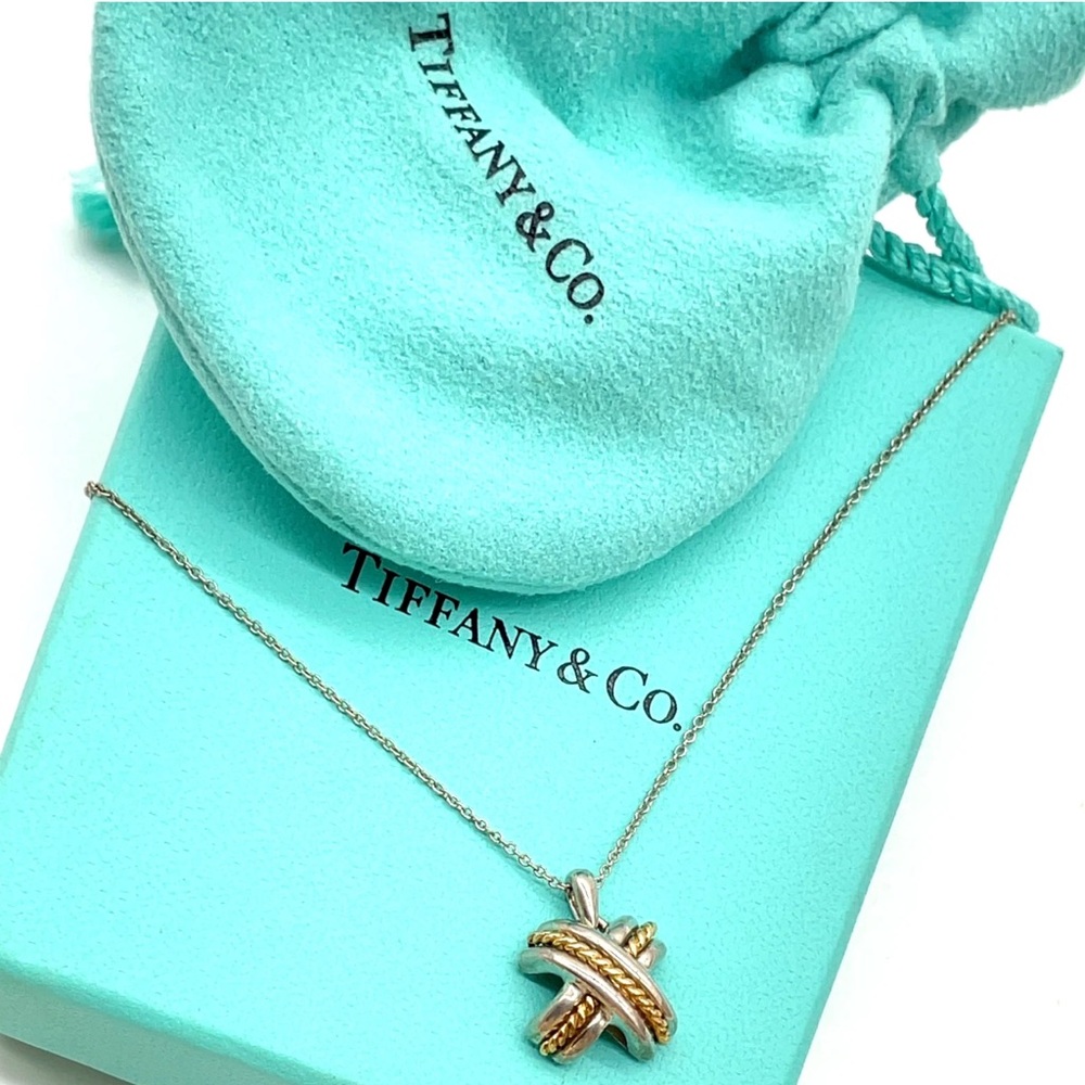 Tiffany Necklace 18k real Gold  and Silver Necklace - Picture 3 of 8